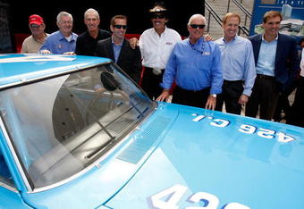 CHARLOTTE, NC - OCTOBER 10:  (L-R) Donnie Allison, Bobby Allison, Ned Jarrett, Greg Biffle, Richard Petty, Dale Inman, Rusty Wallace and Ray Evernham attend an event at the NASCAR Hall of Fame on October 10, 2008 in Charlotte, North Carolina. Former and current drivers and crew chiefs were presented with commemorative bricks that will be displayed at the NASCAR Hall of Fame.  (Photo by Streeter Lecka/Getty Images for NASCAR)