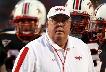COLLEGE PARK, MD - SEPTEMBER 13:  Head coach Ralph Friedgen of the Maryland Terrapins watches player warm-ups prior to the game against the West Virginia Mountaineers on September 13, 2007 at Byrd Stadium in College Park, Maryland.  (Photo by Jamie Squire/Getty Images)
