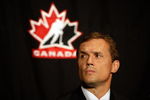MONTREAL, QC - JUNE 25:  Team Canada Men's Olympic Hockey executive director Steve Yzerman looks on during a press conference to announce Team Canada's 2010 Winter Olympic Men's Hockey coaching staff June 25, 2009 at the Hilton Bonaventure hotel in Montreal, Canada.  (Photo by Jamie Squire/Getty Images)