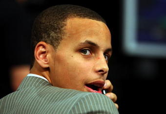 NEW YORK - JUNE 25:  Stephen Curry looks on prior to the 2009 NBA Draft at the Wamu Theatre at Madison Square Garden June 25, 2009 in New York City. NOTE TO USER: User expressly acknowledges and agrees that, by downloading and/or using this Photograph, User is consenting to the terms and conditions of the Getty Images License Agreement.  (Photo by Jim McIsaac/Getty Images)