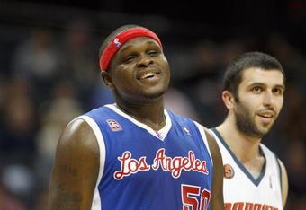 CHARLOTTE, NC - FEBRUARY 9:  Zach Randolph #50 of the Los Angeles Clippers smiles during the game against the Charlotte Bobcats at Time Warner Cable Arena on February 9, 2009 in Charlotte, North Carolina. NOTE TO USER: User expressly acknowledges and agrees that, by downloading and or using this photograph, User is consenting to the terms and conditions of the Getty Images License Agreement. (Photo by Streeter Lecka/Getty Images) 