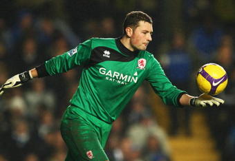 LONDON - JANUARY 28:  Ross Turnbull of Middlesbrough in action during the Barclays Premier League match between Chelsea and Middlesbrough at Stamford Bridge on January 28, 2009 in London, England.  (Photo by Richard Heathcote/Getty Images)
