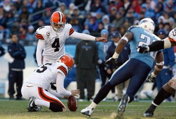 NASHVILLE, TN - DECEMBER 7:   Phil Dawson #4 of the Cleveland Browns kicks a field goal during the game against the Tennessee Titans on December 7, 2008 at LP Field in Nashville, Tennessee.  (Photo by Kevin C. Cox/Getty Images)