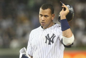 NEW YORK - JULY 02: Alex Rodriguez #13 of the New York Yankees removes his helmet after hitting a flyball in the eighth inning agaisnt the Seattle Mariners on July 2, 2009 at Yankee Stadium in the Bronx borough of New York City.  (Photo by Nick Laham/Getty Images)