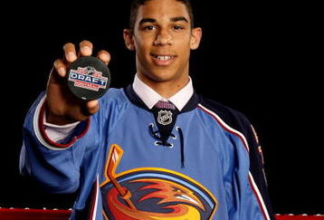 MONTREAL, QC - JUNE 26:  Evander Kane poses for a portrait after being picked #4 overall by the Atlanta Thrashers during the first round of the 2009 NHL Entry Draft at the Bell Centre on June 26, 2009 in Montreal, Quebec, Canada.  (Photo by Jamie Squire/Getty Images)
