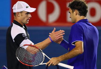 MELBOURNE, AUSTRALIA - JANUARY 29: Andy Roddick of the United States of America congratulates Roger Federer of Switzerland after winning the semifinal match during day eleven of the 2009 Australian Open at Melbourne Park on January 29, 2009 in Melbourne, Australia.  (Photo by Clive Brunskill/Getty Images)