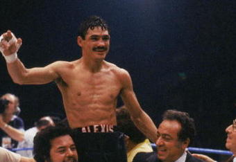 LONDON - JUNE 20:  Alexis Arguello of Nicaragua celebrates his WBC Lightweight Championship after defeating Jim Watt of Great Britain on June 20, 1981 in London, England.  (Photo by Getty Images) 