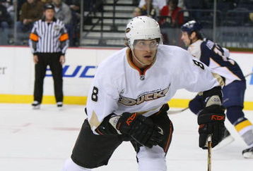 NASHVILLE, TN - FEBRUARY 05:  Teemu Selanne #8 of the Anaheim Ducks skates against the Nashville Predators on February 5, 2009 at the Sommet Center in Nashville, Tennessee.  (Photo by Bruce Bennett/Getty Images)