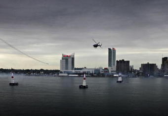 WINDSOR, CANADA - JUNE 13: (NO SALES, EDITORIAL USE ONLY) Canadian pilot Pete McLeod in action during the Qualification in the 3rd stage of the Red Bull Air Race World Championship on june 13th, 2009 in Windsor, Canada. (Photo by Daniel Grund/GlobalNewsroom/Getty Images)