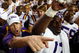BATON ROUGE, LA - SEPTEMBER 08:  Head Coach Les Miles and Glenn Dorsey #72 of Louisiana State University celebrate after their 48-7 victory over Virginia Tech on September 8, 2007 at Tiger Stadium in Baton Rouge, Louisiana.  (Photo by Chris Graythen/Getty Images)