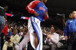 AUBURN HILLS, MI - MAY 26:  Chauncey Billups #1 of the Detroit Pistons jogs into the court before Game Four of the Eastern Conference Finals against the Boston Celtics during the 2008 NBA Playoffs at the Palace at Auburn Hills on May 26, 2008 in Auburn Hills, Michigan.  The Pistons won 94-75.  NOTE TO USER: User expressly acknowledges and agrees that, by downloading and/or using this photograph, user is consenting to the terms and conditions of the Getty Images License Agreement. (Photo by Elsa/Getty Images)
