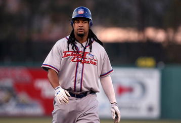 LAKE ELSINORE, CA - JUNE 27:  Manny Ramirez #99 of the Inland Empire 66ers on base against the Lake Elsinore Storm on June 27, 2009 at the Lake Elsinore Diamond in Lake Elsinore, California. Ramirez is preparing for hsi return to the Los Angeles Dodgers after a 50 game suspension.  (Photo by Stephen Dunn/Getty Images)