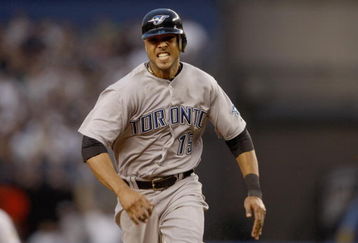 NEW YORK _ JUNE 3:  Alex Rois #15 of the Toronto Blue Jays sprints to a base during the game against the New York Yankees on June 3, 2008 at Yankee Stadium in the Bronx borough of New York City. (Photo by: Nick Laham/Getty Images)
