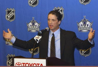 EL SEGUNDO, CA - APRIL 21:  Dean Lombardi speaks at a press conference announcing him as the new President and General Manager of the Los Angeles Kings on April 21, 2006 at the Toyota Sports Center in El Segundo, California.  (Photo by Juan Ocampo/Getty Images)