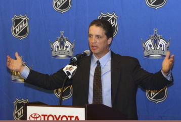 EL SEGUNDO, CA - APRIL 21:  Dean Lombardi speaks at a press conference announcing him as the new President and General Manager of the Los Angeles Kings on April 21, 2006 at the Toyota Sports Center in El Segundo, California.  (Photo by Juan Ocampo/Getty Images)
