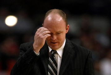 CHICAGO - MARCH 06:  Head coach Scott Skiles of the Milwaukee Bucks reacts against the Chicago Bulls at the United Center on March 6, 2009 in Chicago, Illinois.  NOTE TO USER: User expressly acknowledges and agreees that, by downloading and/or using this Photograph, User is consenting to the terms and conditions of the Getty Images License Agreement.  (Photo by Jonathan Daniel/Getty Images)