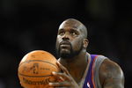 OAKLAND, CA - MARCH 15:  Shaquille O'Neal #32 of the Phoenix Suns shoots a free throw against the Golden State Warriors during an NBA game on March 15, 2009 at Oracle Arena in Oakland, California. NOTE TO USER: User expressly acknowledges and agrees that, by downloading and or using this photograph, User is consenting to the terms and conditions of the Getty Images License Agreement.  (Photo by Jed Jacobsohn/Getty Images)
