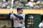 OAKLAND, CA - JUNE 11:  Brendan Harris #23 of the Minnesota Twins bats  against the Oakland Athletics during a Major League Baseball game on June 11, 2009 at the Oakland Coliseum in Oakland, California.  (Photo by Jed Jacobsohn/Getty Images)