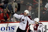 CHICAGO - MARCH 08:  (L-R)  Ryan Smyth #94 and Marek Svatos #40 of the Colorado Avalanche celebrate after Smyth scored a goal in the third period against the Chicago Blackhawks at the United Center on March 8, 2009 in Chicago, Illinois.  (Photo by Jonathan Daniel/Getty Images)