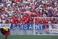 25 Jun 1995: USA Soccer fans, Sam''s Army, support their team during the US Cup at Rutgers Stadium in Rutgers, New Jersey.