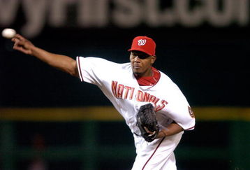 WASHINGTON - APRIL 5:  Jesus Colome #43 of the Washington Nationals pitches against the Arizona Diamondbacks at RFK Stadium April 5, 2007 in Washington, DC.  The Diamondbacks won the game 4-3.  (Photo by Greg Fiume/Getty Images)