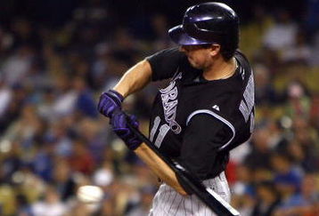 LOS ANGELES, CA - JUNE 30:  Brad Hawpe #11 of the Colorado Rockies at bat against the Los Angeles Dodgers at Dodger Stadium on June 30, 2009 in Los Angeles, California.  (Photo by Jeff Gross/Getty Images)