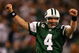 EAST RUTHERFORD, NJ - DECEMBER 28: Brett Favre #4 of The New York Jets celebrates after throwing a touchdown to Laveranues Coles #87 against The Miami Dolphins during their game on December 28, 2008 at Giants Stadium in East Rutherford, New Jersey. (Photo by Al Bello/Getty Images)