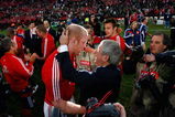 JOHANNESBURG, SOUTH AFRICA - JULY 04:  Lions captain Paul O' Connell is congratulated by coach Ian McGeechan after the Third Test match between South Africa and The British and Irish Lions at Ellis Park Stadium on July 4, 2009 in Johannesburg, South Africa.  (Photo by Stu Forster/Getty Images)