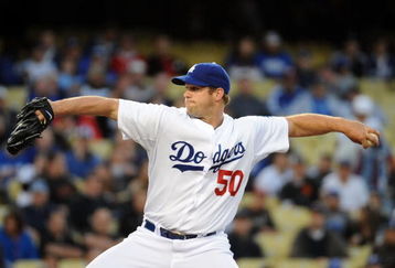 LOS ANGELES, CA - APRIL 16:  Eric Stults #50 of the Los Angeles Dodgers pitches against the San Francisco Giants during the game at Dodger Stadium on April 16, 2009 in Los Angeles, California.  (Photo by Harry How/Getty Images)