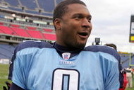 NASHVILLE, TN - DECEMBER 11: Steve McNair #9 of the Tennessee Titans walks off the field after his team defeated the Houston Texans on December 11, 2005 at the Coliseum in Nashville, Tennessee. The Titans defeated the Texans 13-10. (Photo by Scott Halleran/Getty Images)