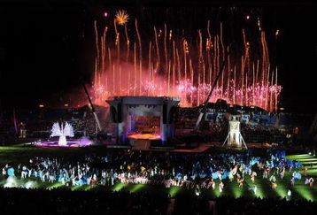 PESCARA, ITALY - JUNE 26:  Fireworks are displayed during the 2009 Mediterranean Games opening ceremony at the Adriatico Stadium on June 26, 2009 in Pescara, Italy.  (Photo by Getty Images)