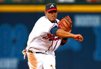 ATLANTA - JUNE 25:  Yunel Escobar #19 of the Atlanta Braves against the New York Yankees at Turner Field on June 25, 2009 in Atlanta, Georgia.  (Photo by Kevin C. Cox/Getty Images)