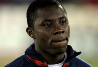 COMMERCE CITY, CO - NOVEMBER 19:  Freddy Adu #10 of the USA takes the field for player introductions prior to facing Guatemala during their semifinal round FIFA World Cup qualifier match at Dick's Sporting Goods Park on November 19, 2008 in Commerce City, Colorado. USA defeated Guatemala 2-0.  (Photo by Doug Pensinger/Getty Images)