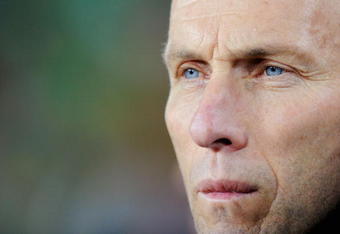 JOHANNESBURG, SOUTH AFRICA - JUNE 28:  USA Coach Bob Bradley looks on prior to the FIFA Confederations Cup Final between USA and Brazil at the Ellis Park Stadium on June 28, 2009 in Johannesburg, South Africa.  (Photo by Kevork Djansezian/Getty Images)