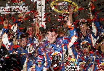 DAYTONA BEACH, FL - JULY 04:  Tony Stewart, driver of the #14 Burger King Chevrolet celebrates in victory lane after winning the NASCAR Sprint Cup Series 51st Annual Coke Zero 400 at Daytona International Speedway on July 4, 2009 in Daytona Beach, Florida.  (Photo by Jerry Markland/Getty Images for NASCAR)