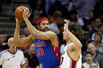 CLEVELAND - APRIL 21:  Rasheed Wallace #30 of the Detroit Pistons goes up against Anderson Varejao #17 of the Cleveland Cavaliers in Game Two of the Eastern Conference Quarterfinals during the 2009 NBA Playoffs at Quicken Loans Arena on April 21, 2009 in Cleveland, Ohio.  The Cavaliers won 94-82.  NOTE TO USER: User expressly acknowledges and agrees that, by downloading and or using this photograph, User is consenting to the terms and conditions of the Getty Images License Agreement.  (Photo by Gregory Shamus/Getty Images)