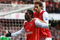 LONDON - JANUARY 12: Emmanuel Adebayor and Mathieu Flamini of Arsenal celebrate Adebayor's penalty during the Barclays Premier League match between Arsenal and Birmingham City at Emirates Stadium on January 12, 2008 in London, England.  (Photo by Clive Mason/Getty Images)