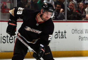 ANAHEIM, CA - MARCH 26:  Francois Beauchemin #23 of the Anaheim Ducks takes a shot against the Los Angeles Kings during the first period at the Honda Center on March 26, 2008 in Anaheim, California.  (Photo by Harry How/Getty Images)