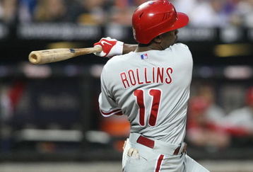 NEW YORK - MAY 06:  Jimmy Rollins #11 of the Philadelphia Phillies at bat against the New York Mets at Citi Field on May 6, 2009 in the Flushing neighborhood of the Queens borough of New York City.  (Photo by Nick Laham/Getty Images)