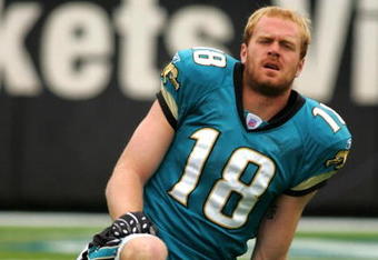 JACKSONVILLE, FL - NOVEMBER 25: Matt Jones #18 of the Jacksonville Jaguars warms up prior to a game against the Buffalo Bills at Jacksonville Municipal Stadium in Jacksonville, Florida on November 25, 2007.  The Jaguars beat the Bills 36-14.  (Photo by Sam Greenwood/Getty Images)