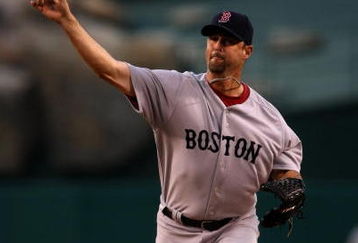 ANAHEIM, CA - MAY 13:  Pitcher Tim Wakefield #49 of the Boston Red Sox throws a pitch against the Los Angeles Angels of Anaheim on May 13, 2009 at Angel Stadium in Anaheim, California.   (Photo by Stephen Dunn/Getty Images)