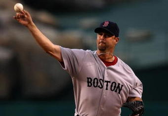 ANAHEIM, CA - MAY 13:  Pitcher Tim Wakefield #49 of the Boston Red Sox throws a pitch against the Los Angeles Angels of Anaheim on May 13, 2009 at Angel Stadium in Anaheim, California.   (Photo by Stephen Dunn/Getty Images)
