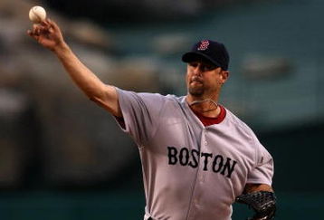 ANAHEIM, CA - MAY 13:  Pitcher Tim Wakefield #49 of the Boston Red Sox throws a pitch against the Los Angeles Angels of Anaheim on May 13, 2009 at Angel Stadium in Anaheim, California.   (Photo by Stephen Dunn/Getty Images)