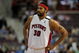 AUBURN HILLS, MI - APRIL 24:  Rasheed Wallace #30 of the Detroit Pistons looks across the court in Game Three of the Eastern Conference Quarterfinals against the Cleveland Cavaliers during the 2009 NBA Playoffs at the Palace of Auburn Hills on April 24, 2009 in Auburn Hills, Michigan.  The Cavaliers won 79-68.  NOTE TO USER: User expressly acknowledges and agrees that, by downloading and or using this photograph, User is consenting to the terms and conditions of the Getty Images License Agreement.  (Photo by Gregory Shamus/Getty Images)