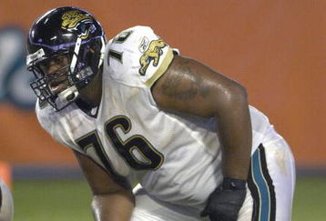 MIAMI, FL - AUGUST 11: Tackle Richard Collier #76 of the Jacksonville Jaguars sets to block against the Miami Dolphins  at Dolphin Stadium on August 11, 2007 in Miami, Florida. (Photo by Al Messerschmidt/Getty Images)