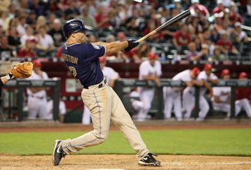 PHOENIX - MAY 25:  Scott Hairston #12 of the San Diego Padres bats against the Arizona Diamondbacks during the major league baseball game at Chase Field on May 25, 2009 in Phoenix, Arizona.  The Padres defeated the Diamondbacks 9-7.  (Photo by Christian Petersen/Getty Images)