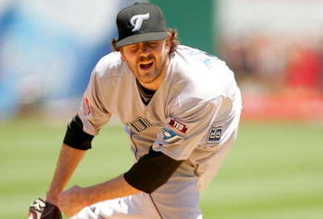 OAKLAND, CA - MAY 09:  Brian Tallet #56 of the Toronto Blue Jays pitches against the Oakland Athletics on May 9, 2009 at the Oakland Coliseum in Oakland, California.  (Photo by Ezra Shaw/Getty Images)