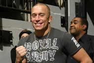 TORONTO - FEBRUARY 5:  Ultimate Fighter Georges St-Pierre attends the Toronto Maple Leafs game against the Florida Panthers during a fight during their NHL game at the Air Canada Centre February 5, 2008 in Toronto, Ontario, Canada. (Photo By Dave Sandford/Getty Images)