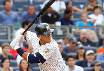 NEW YORK - JULY 01:  Alex Rodriguez #13 of the New York Yankees bats against the Seattle Mariners on July 1, 2009 at Yankee Stadium in the Bronx borough of New York City.  (Photo by Jim McIsaac/Getty Images)