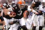 CLEVELAND - NOVEMBER 30: Derek Anderson #3 of the Cleveland Browns battles for extra yards on a second quarter run against the Indianapolis Colts on November 30, 2008 at Cleveland Browns Stadium in Cleveland, Ohio.  (Photo by Gregory Shamus/Getty Images)
